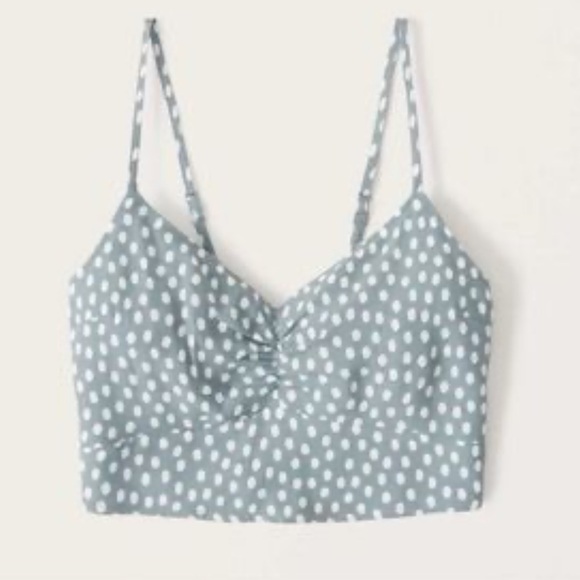 Abercrombie & Fitch Fitted Blue & White Polka Dot Crop Tank Top Size Medium - Picture 1 of 5